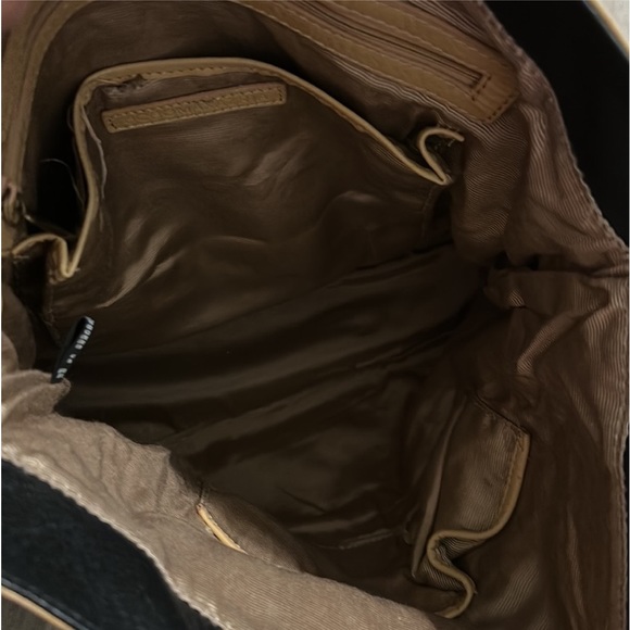 BCBG MAXAZRIA Leather Tote Bag Color Block Cream/Black Handbag Laser Cut Accent - Picture 5 of 11